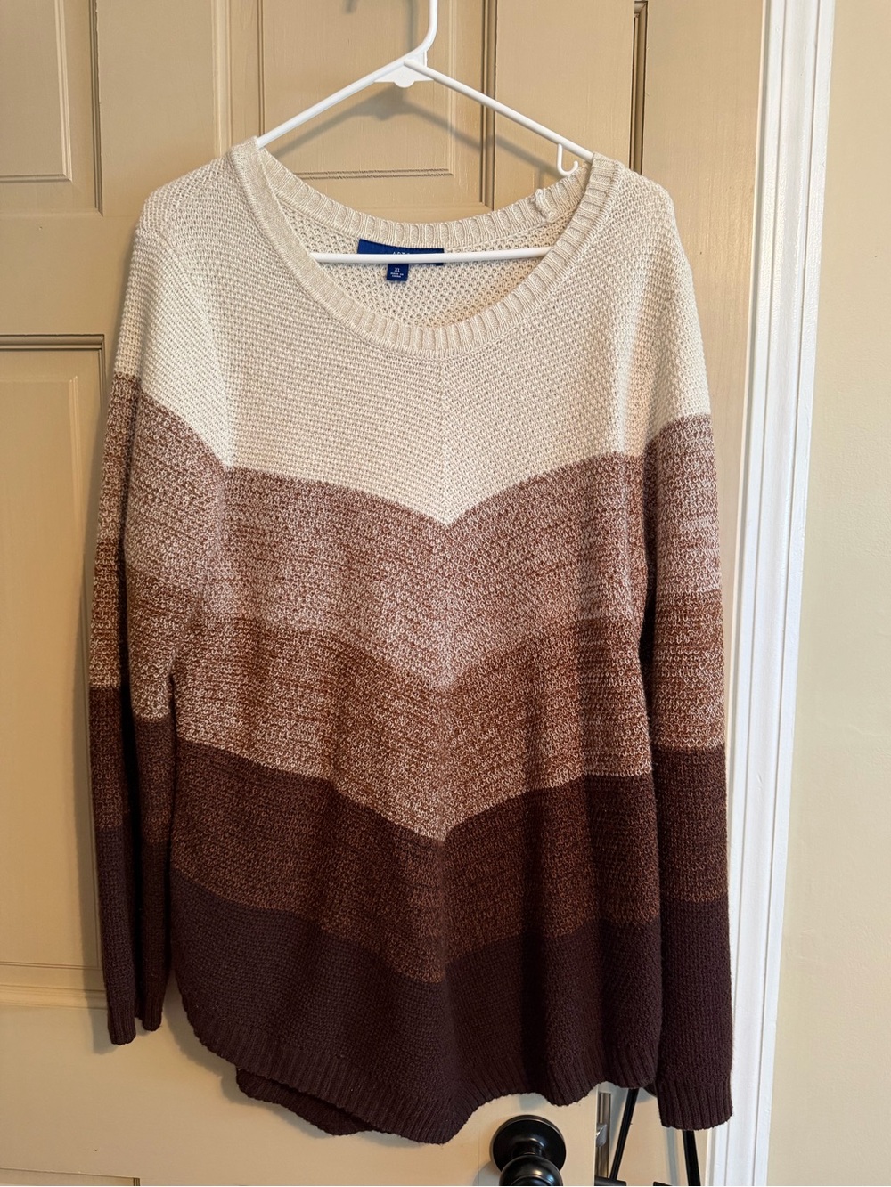 Apt. 9 Cream and Brown Ombre Crewneck Sweater